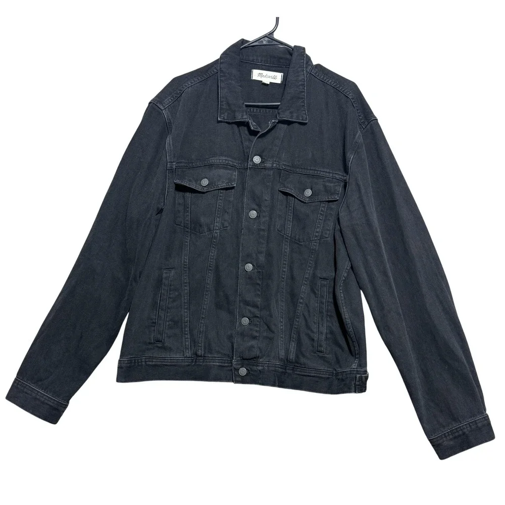 Madewell Jacket Womens 2XL Washed Black Denim‎ Trucker Button Front K0751 FA19